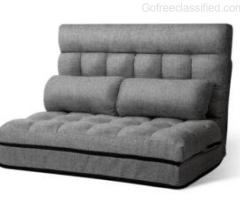 Artiss Lounge Sofa Bed 2-seater Floor Folding Fabric Grey