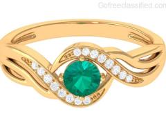 Minimal Emerald Engagement Ring with Diamond