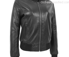 Women's Leather Bomber Jacket for Sale