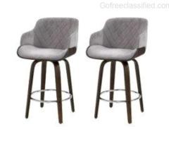 Artiss 2x Kitchen Bar Stools Wooden Bar Stool Chairs Swivel Velvet Fab